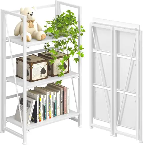 No-Assembly Folding Bookshelf 3-Tier Vintage… — Photo 1
