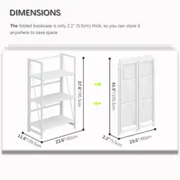 No-Assembly Folding Bookshelf 3-Tier Vintage… — Photo 2