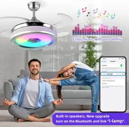 BAYSQUIRREL Retractable Bluetooth Ceiling Fan… — Photo 2