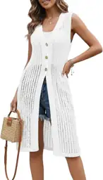 Womens Sleeveless Cardigans Vest Crochet… — Photo 2