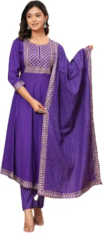 Women's Rayon Anarkali Suit Set,… — Photo 1
