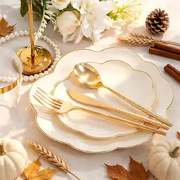 180pcs Elegant Gold Rim Ivory… — Photo 2