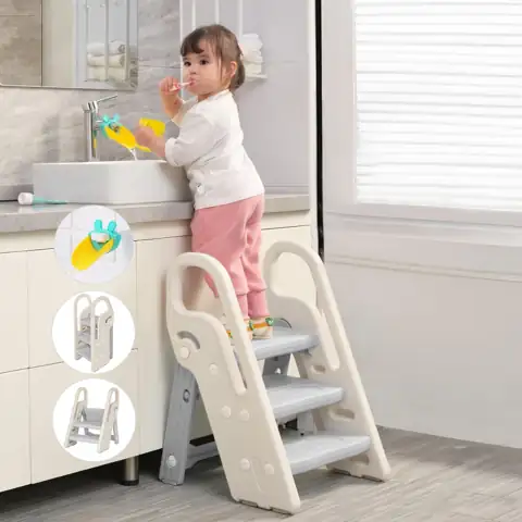 Foldable 3-Step Kids Stool for… — Photo 1