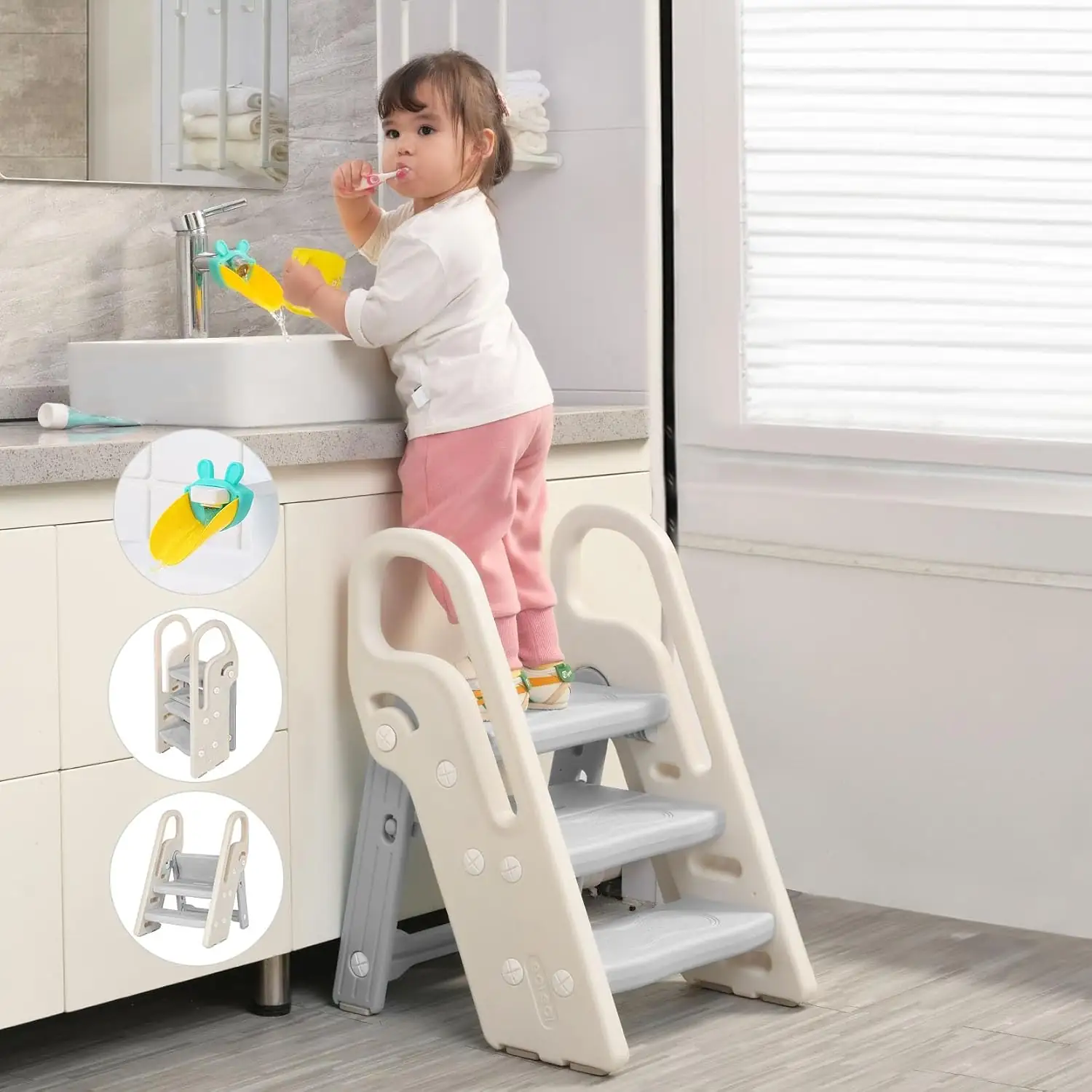 Foldable 3-Step Kids Stool for… — Photo 1