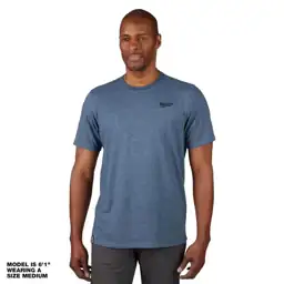 Men's Large Blue Cotton/Polyester Short-Sleeve… — Photo 1