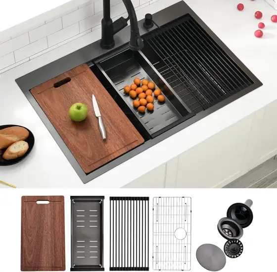 33-In Black Drop-In Kitchen Sink,… — Photo 1