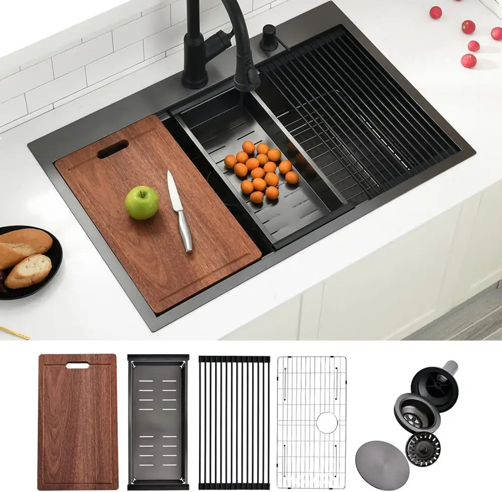 33-In Black Drop-In Kitchen Sink,… — Photo 1