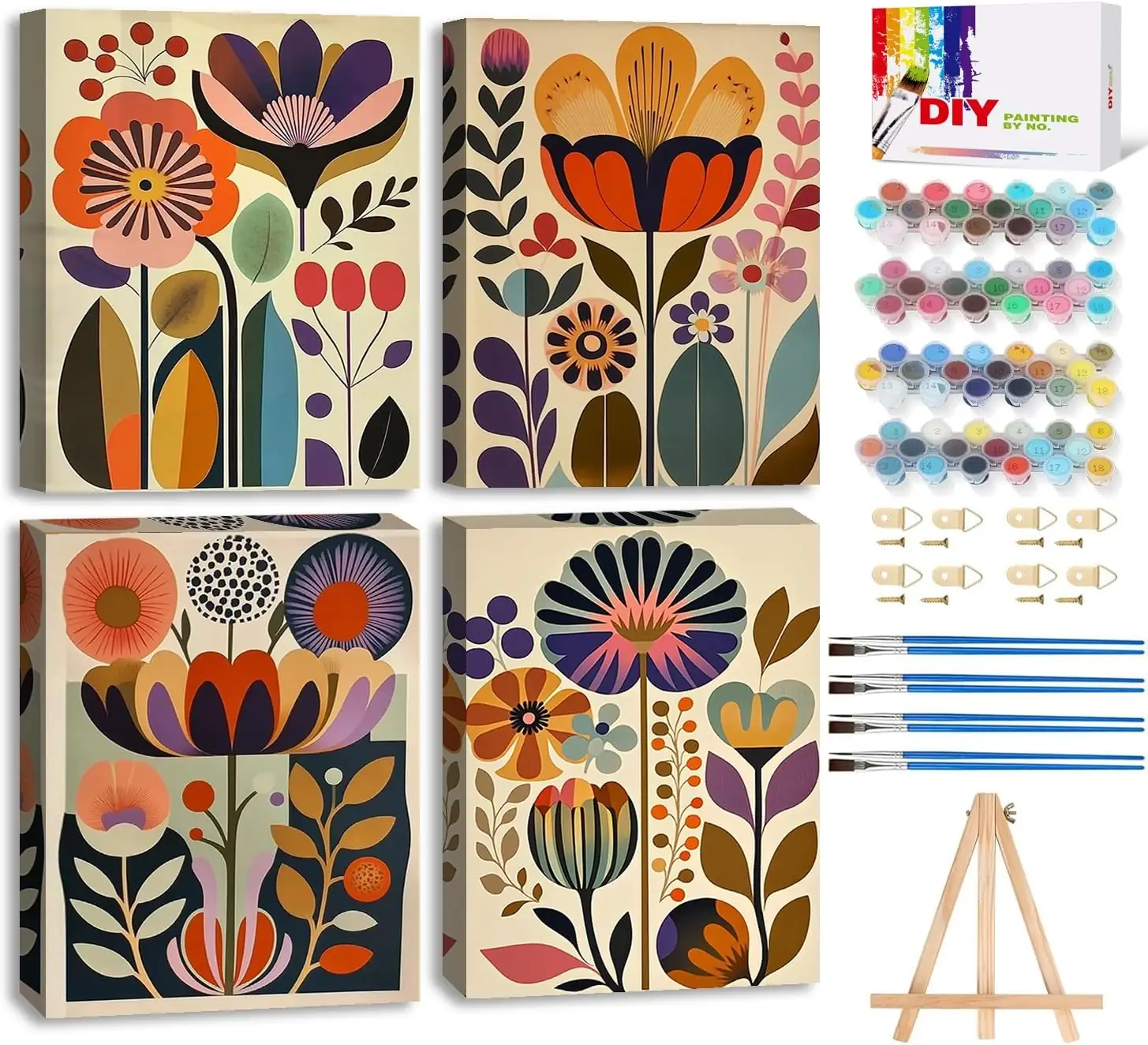 LWZAYS 4-Pack Floral Paint by… — Photo 1