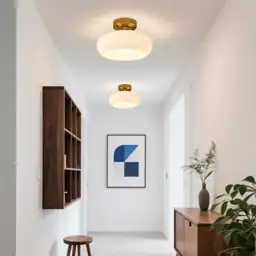 Milk Glass Semi-Flush Mount Ceiling… — Photo 2