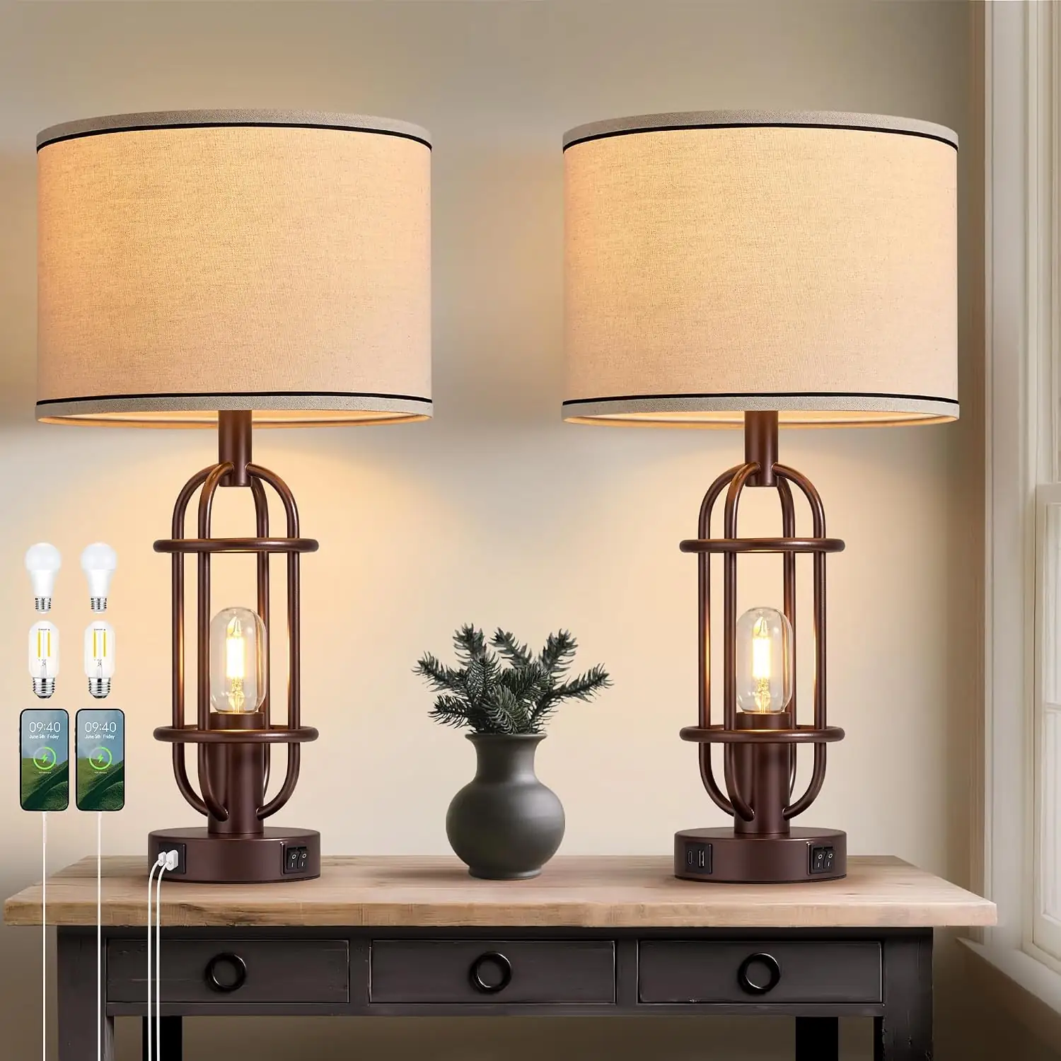 Reaketon Farmhouse Table Lamps for… — Photo 1