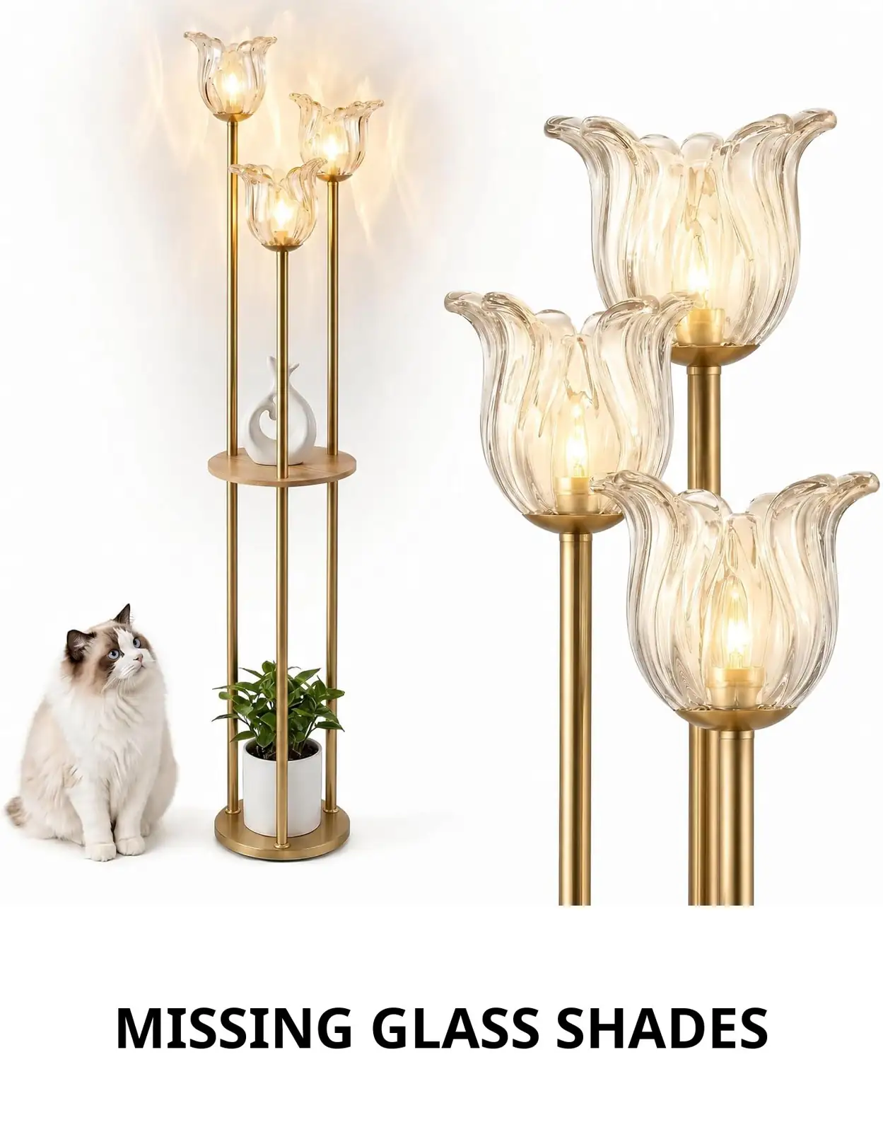 Fiqevs Floor Lamp with Shelves,Elegant… — Photo 1