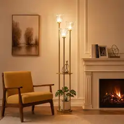 Fiqevs Floor Lamp with Shelves,Elegant… — Photo 2