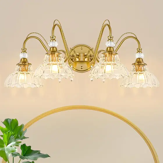 Vintage 4-Light Brushed Gold Vanity… — Photo 1