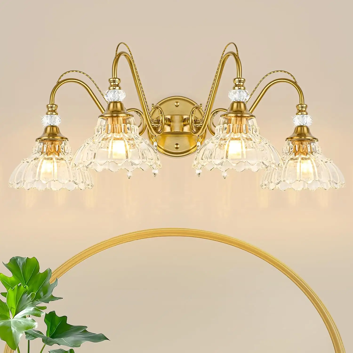 Vintage 4-Light Brushed Gold Vanity… — Photo 1