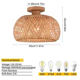 11.81 in. 1-Light Farmhouse Bamboo… — Photo 2