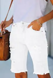 Metietila Women's Ripped Mid-Rise Denim… — Photo 2