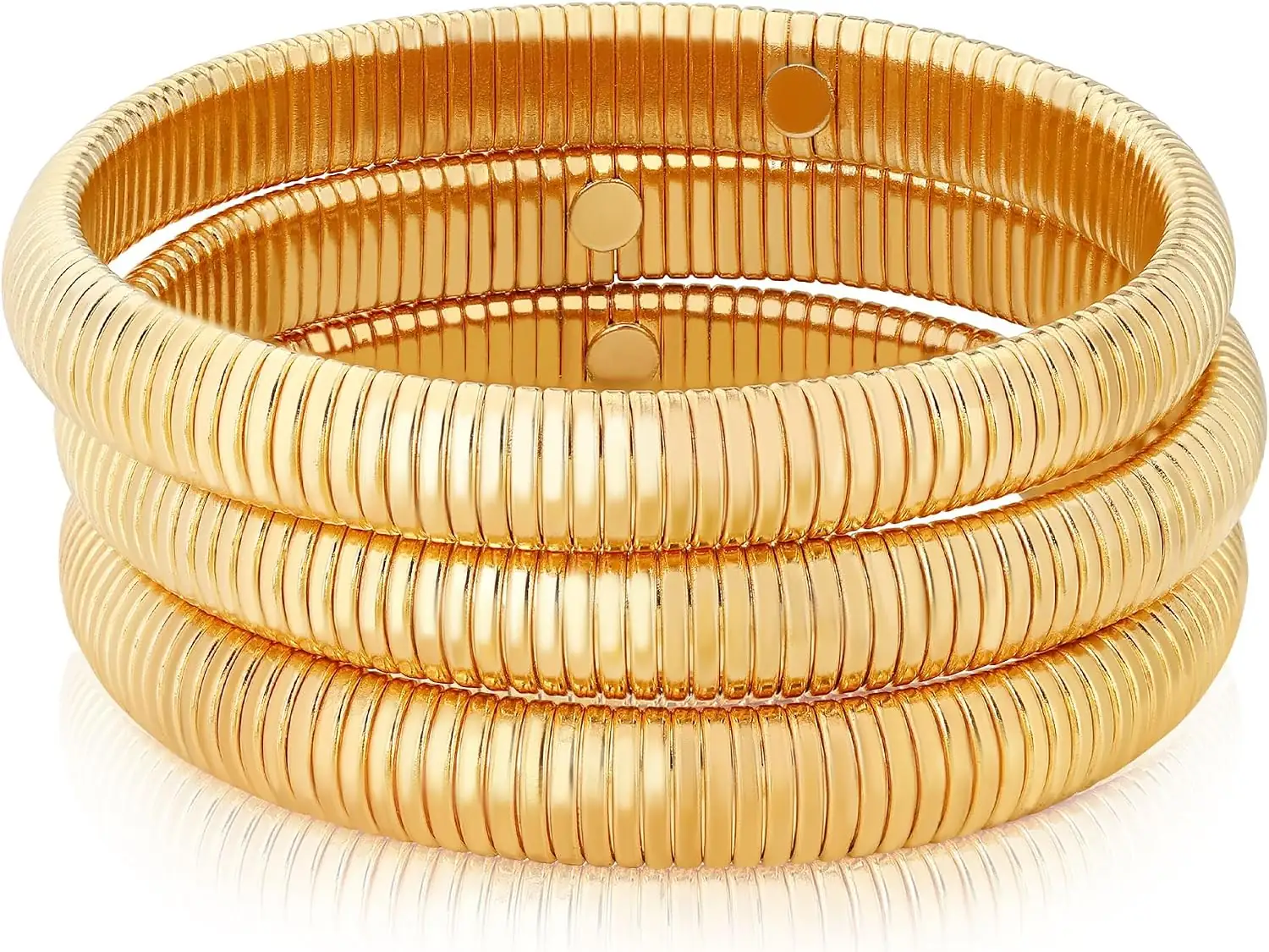 Chunky Gold Beaded Bangle Set… — Photo 1
