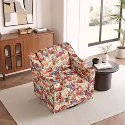 Beige Floral Line Upholstered Swivel… — Photo 2