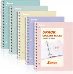 SUNEE Spiral Notebooks, 1-Subject, 5… — Photo 1