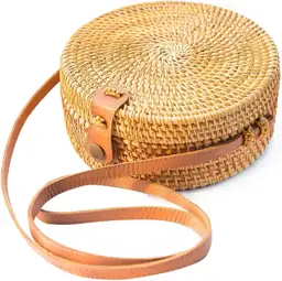 Boho Rattan Crossbody Bag, Handwoven… — Photo 1
