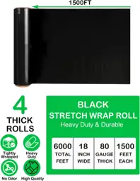 Black Stretch Wrap Roll, Heavy… — Photo 2