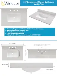 Winette 31-in x 22-in Carrara… — Photo 2